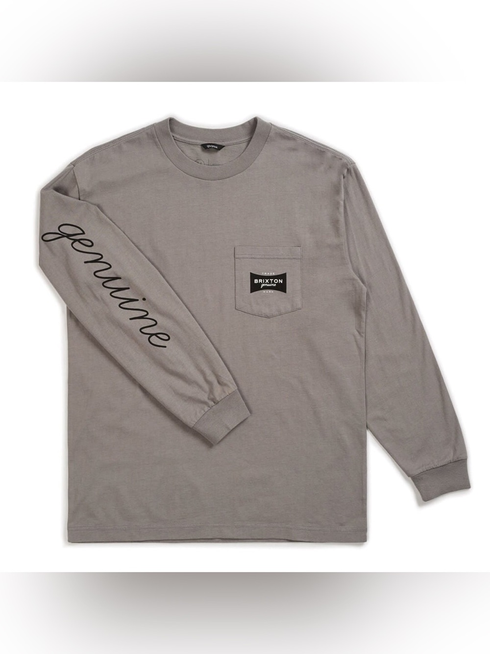 Brand New-Brixton Ramsey II Longsleeve Pocket T-Shirt - Cement Grey